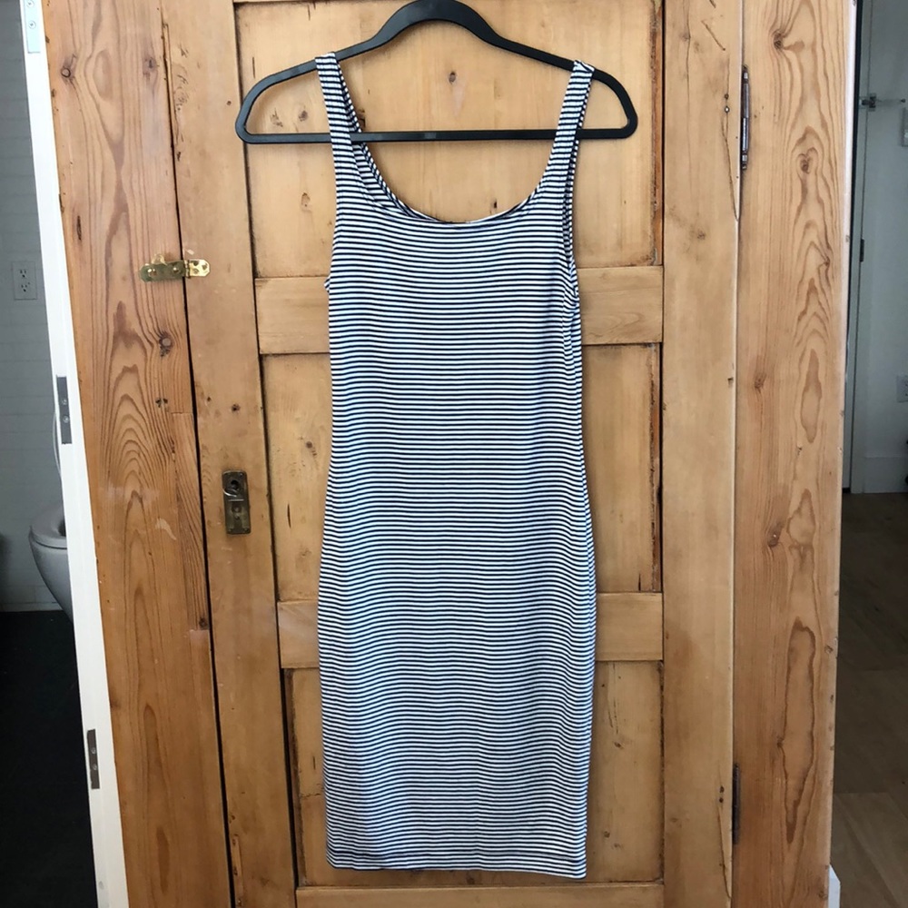 Zara midi navy/white stripe tank dress
